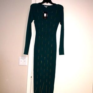 GOLD CHAIN MIDI SWEATER DRESS